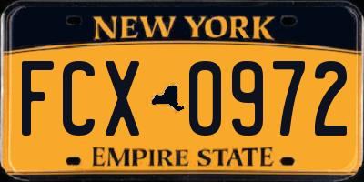 NY license plate FCX0972