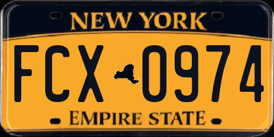 NY license plate FCX0974