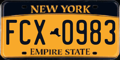 NY license plate FCX0983