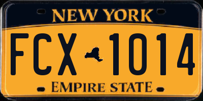 NY license plate FCX1014