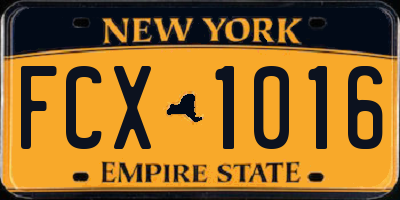 NY license plate FCX1016
