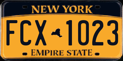 NY license plate FCX1023