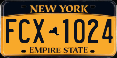NY license plate FCX1024