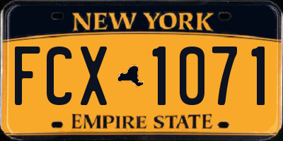 NY license plate FCX1071