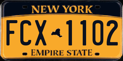 NY license plate FCX1102