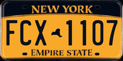 NY license plate FCX1107