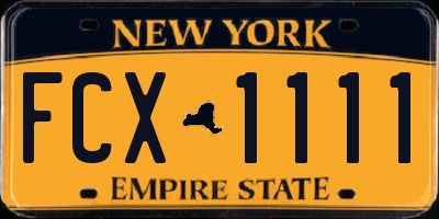 NY license plate FCX1111