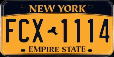 NY license plate FCX1114