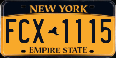 NY license plate FCX1115