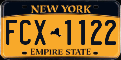 NY license plate FCX1122