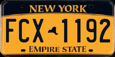 NY license plate FCX1192