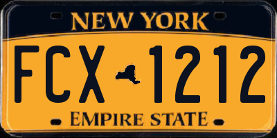 NY license plate FCX1212