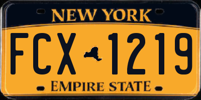 NY license plate FCX1219