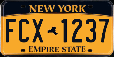 NY license plate FCX1237