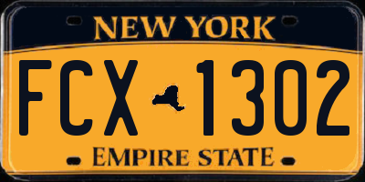 NY license plate FCX1302