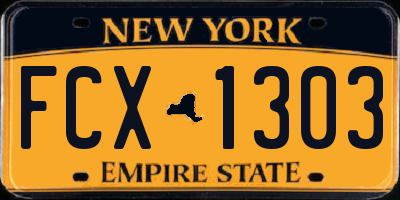 NY license plate FCX1303