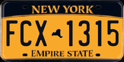 NY license plate FCX1315