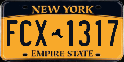 NY license plate FCX1317