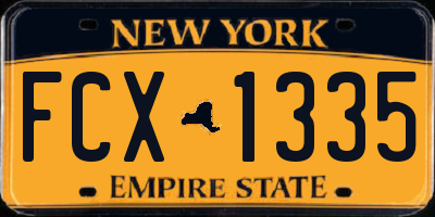 NY license plate FCX1335