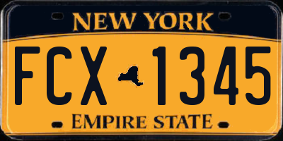 NY license plate FCX1345
