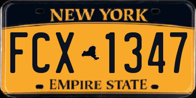 NY license plate FCX1347