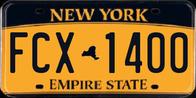 NY license plate FCX1400