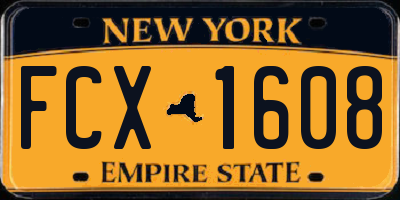 NY license plate FCX1608