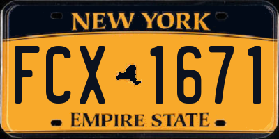 NY license plate FCX1671