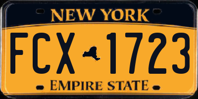 NY license plate FCX1723