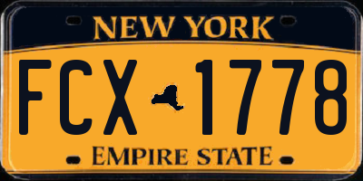 NY license plate FCX1778