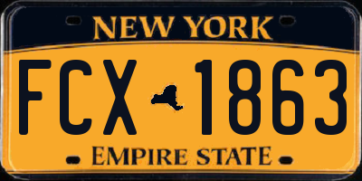 NY license plate FCX1863