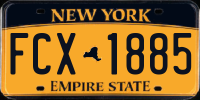 NY license plate FCX1885