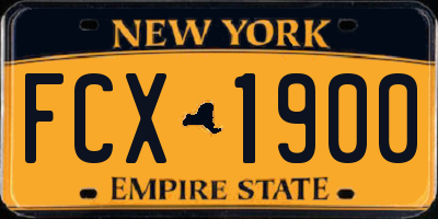 NY license plate FCX1900