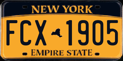 NY license plate FCX1905
