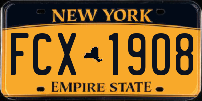 NY license plate FCX1908