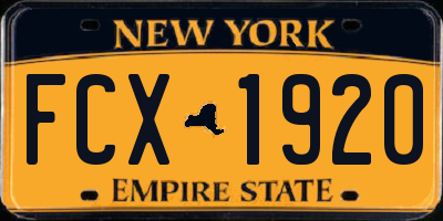 NY license plate FCX1920
