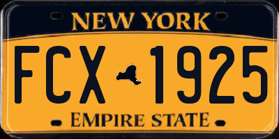 NY license plate FCX1925