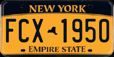 NY license plate FCX1950