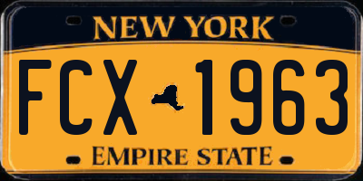 NY license plate FCX1963