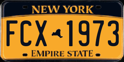 NY license plate FCX1973