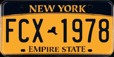NY license plate FCX1978