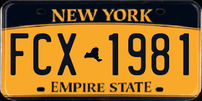 NY license plate FCX1981