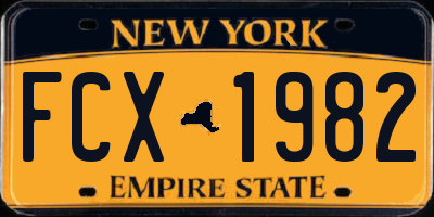 NY license plate FCX1982
