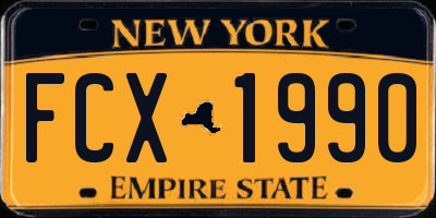 NY license plate FCX1990
