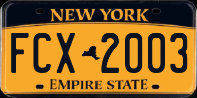 NY license plate FCX2003