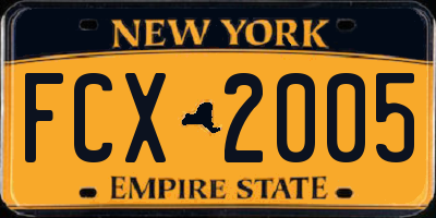 NY license plate FCX2005