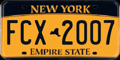 NY license plate FCX2007