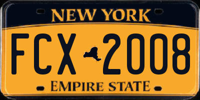 NY license plate FCX2008
