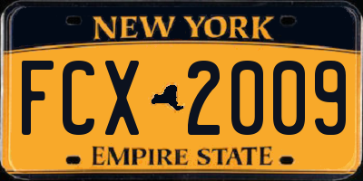 NY license plate FCX2009