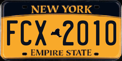NY license plate FCX2010